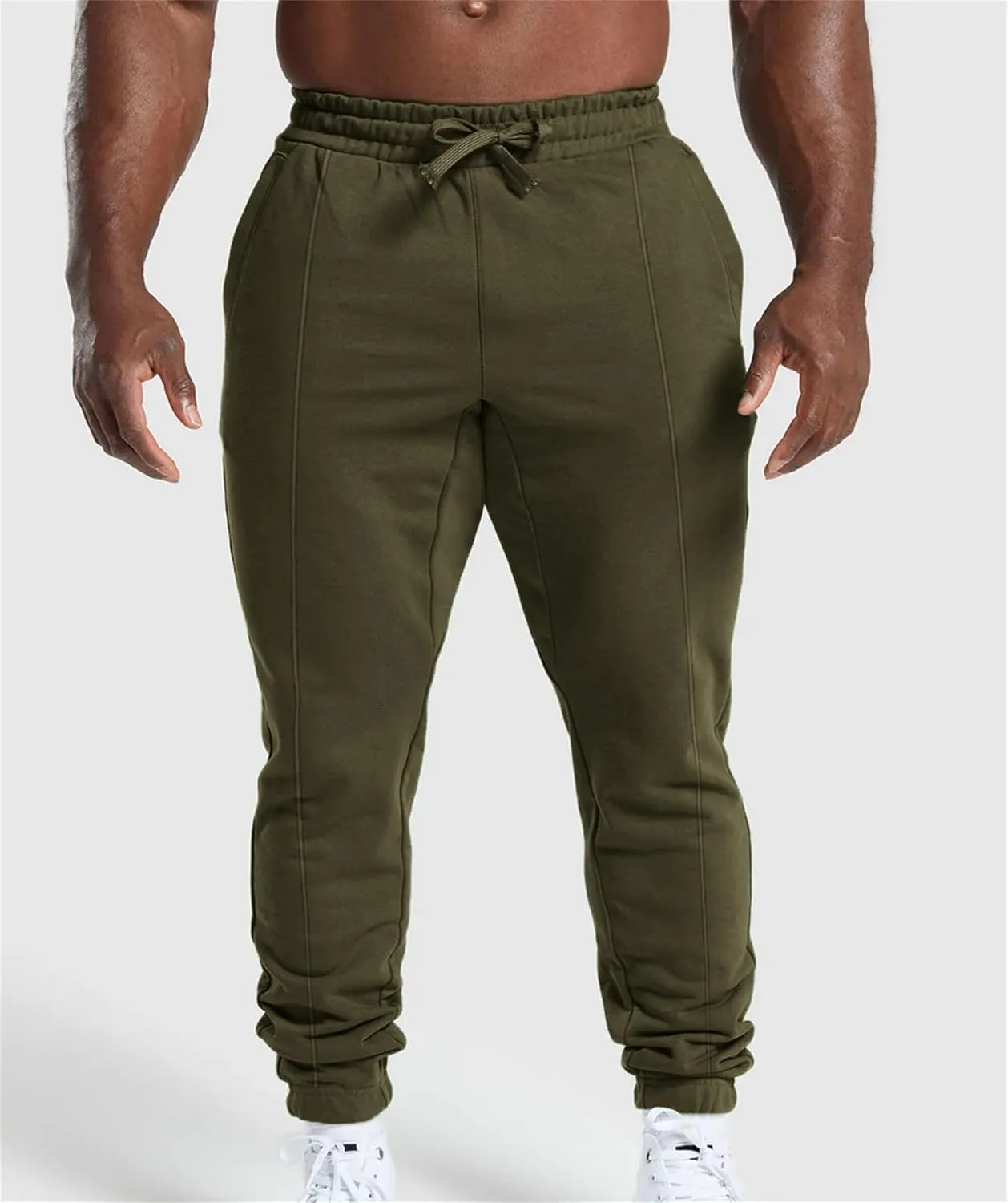 Men's High Waist Fleece Joggers Sweatpants Drawstring Track Pants with Pockets for Yoga Workout Running Lounge Wear