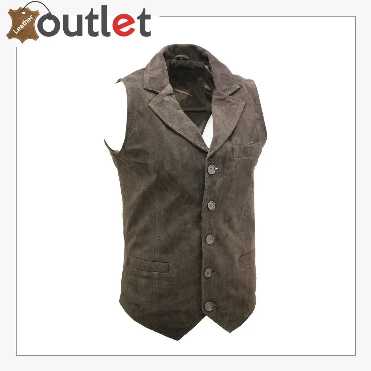 Men's Smooth Goat Suede Classic Smart Brown Leather Waistcoat Vest