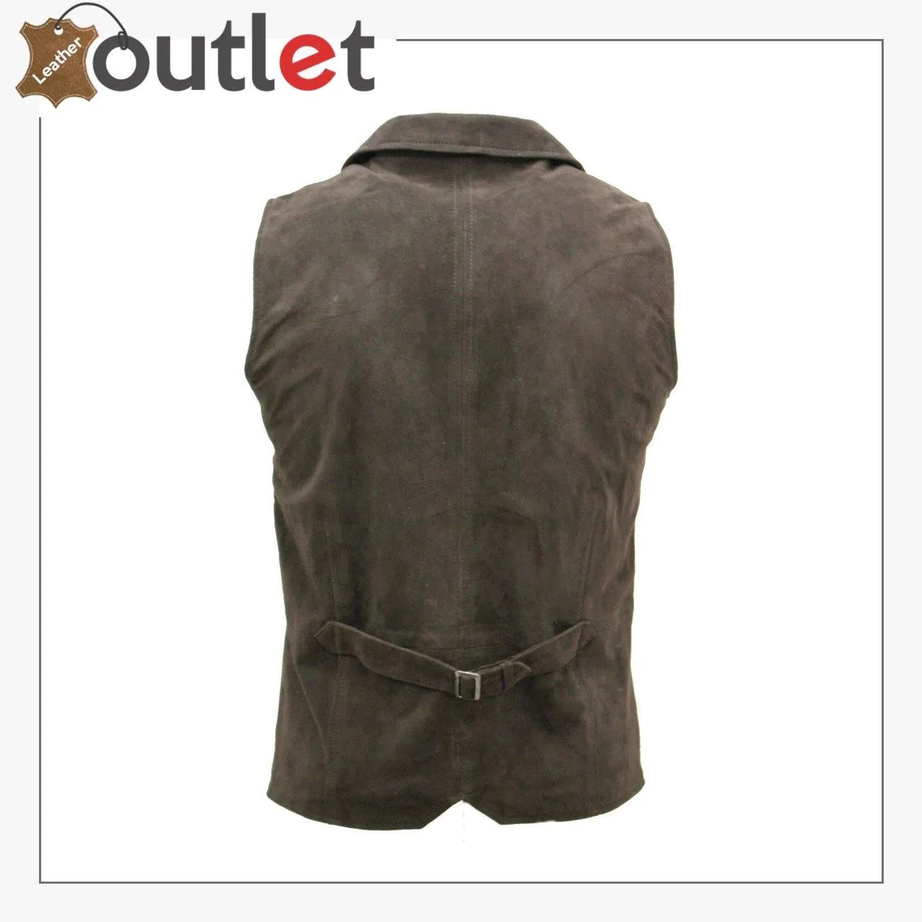 Men's Smooth Goat Suede Classic Smart Brown Leather Waistcoat Vest