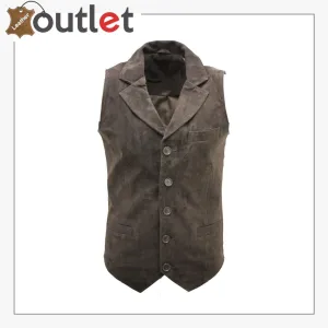 Men's Smooth Goat Suede Classic Smart Brown Leather Waistcoat Vest