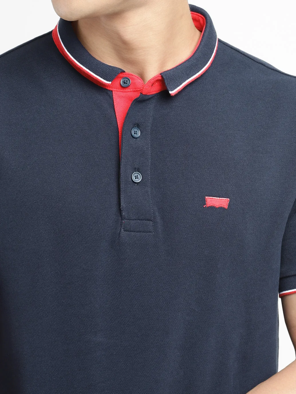 Men's Solid Polo T-shirt Navy