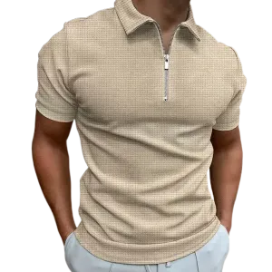 Men's Zipper Waffle Polo Shirt - Ultimate Summer Style