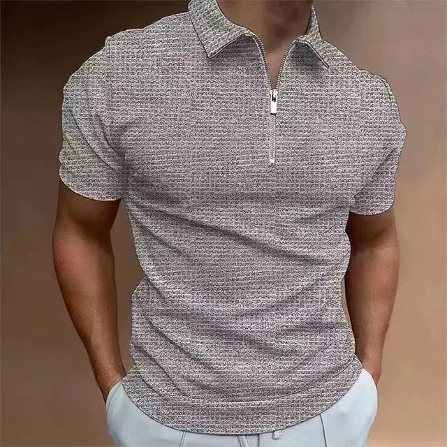 Men's Zipper Waffle Polo Shirt - Ultimate Summer Style