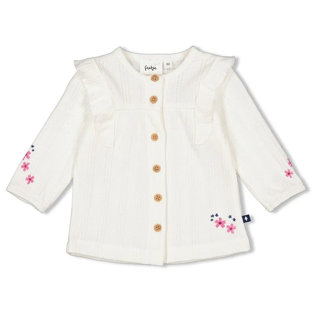 MIDNIGHT FLOWERS - Elegant Ribbed Ajour "Flowers" Blouse