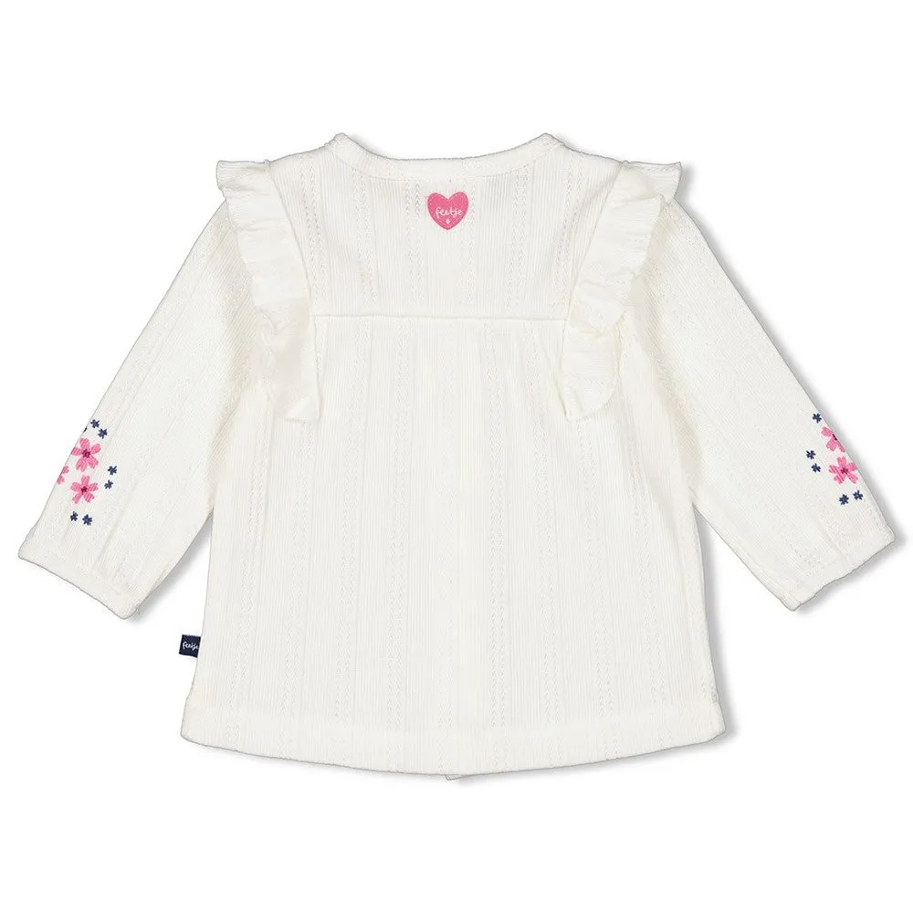 MIDNIGHT FLOWERS - Elegant Ribbed Ajour "Flowers" Blouse