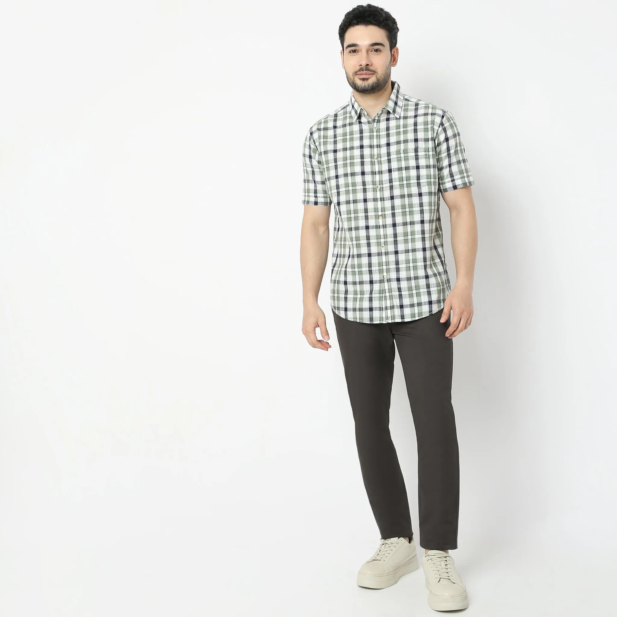 Modern Smart™ - Cotton Checkered Shirt - Regular Fit