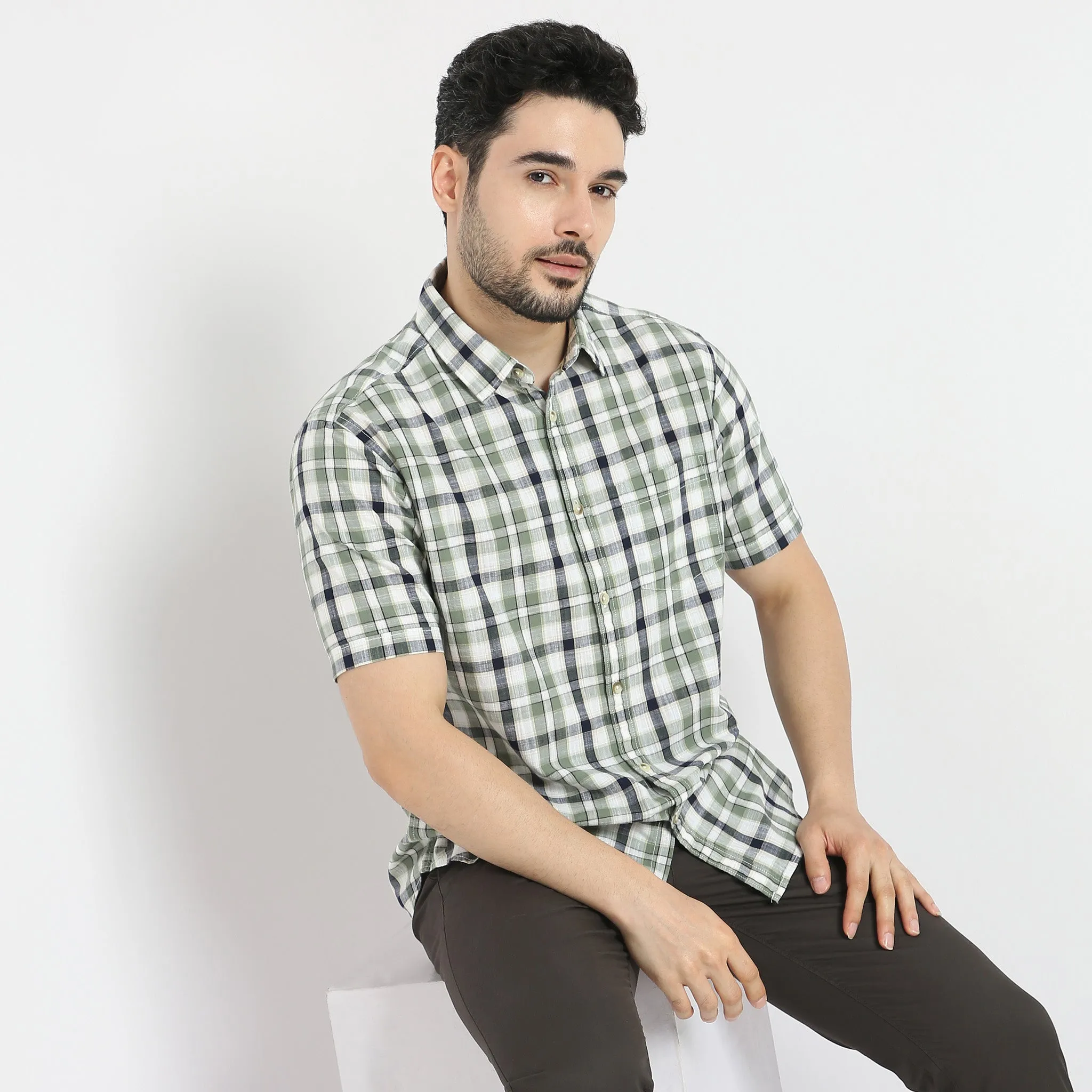 Modern Smart™ - Cotton Checkered Shirt - Regular Fit