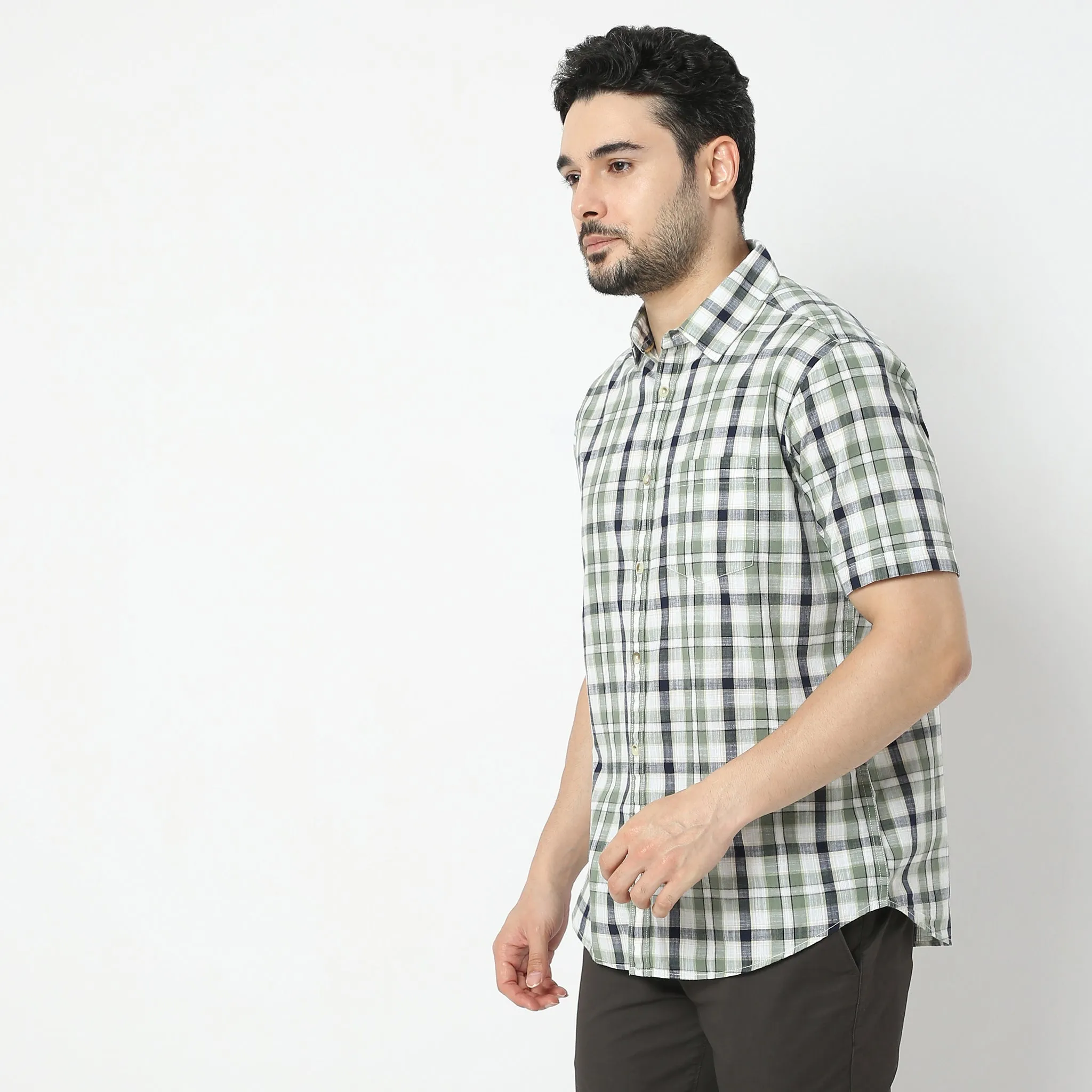 Modern Smart™ - Cotton Checkered Shirt - Regular Fit