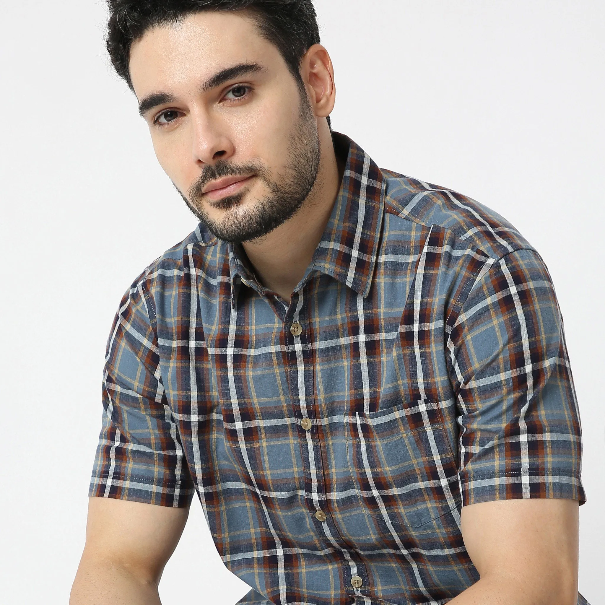 Modern Smart™ - Cotton Checkered Shirt - Regular Fit