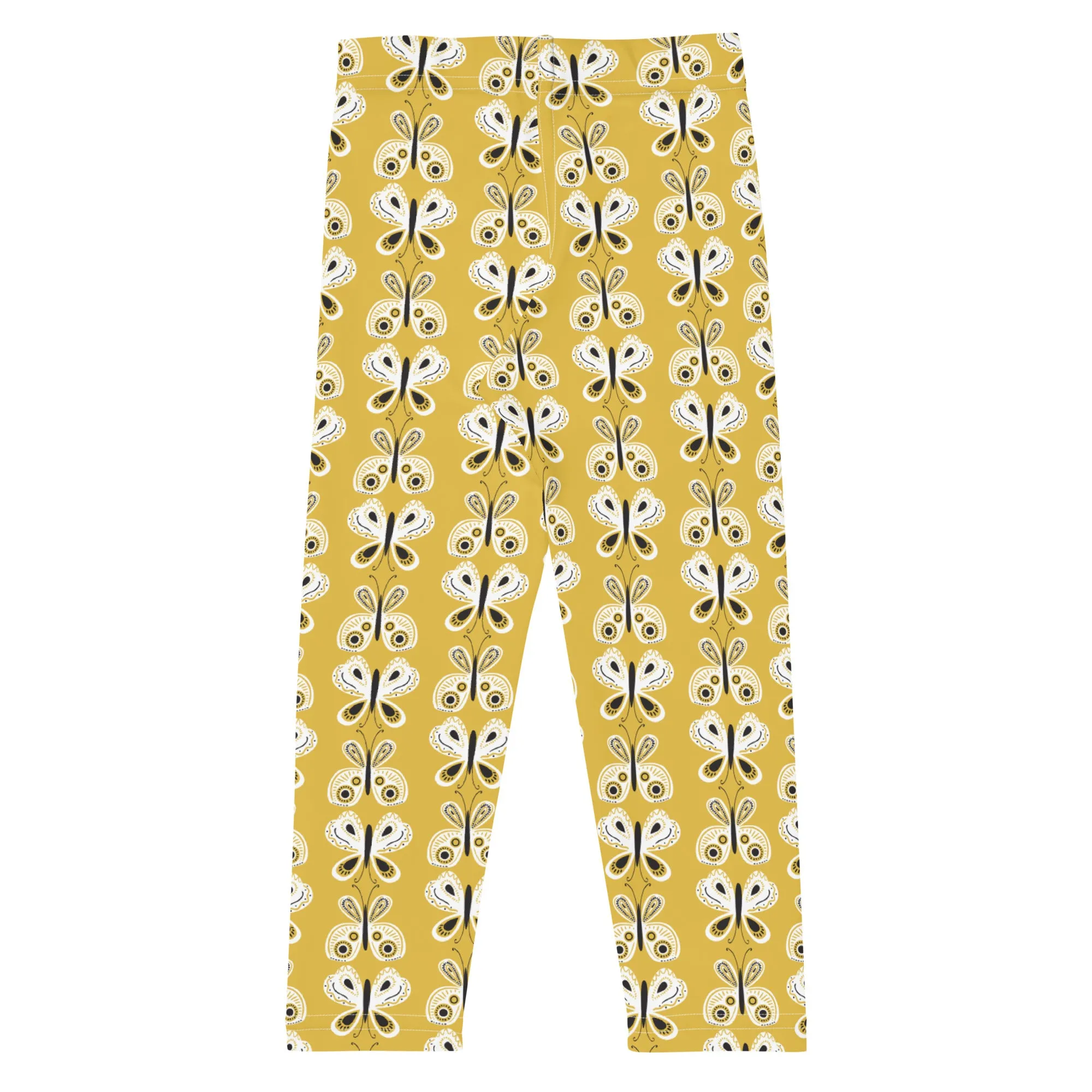 Mustard Yellow Butterflies Kid's Leggings (2T-7)