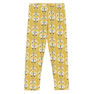 Mustard Yellow Butterflies Kid's Leggings (2T-7)