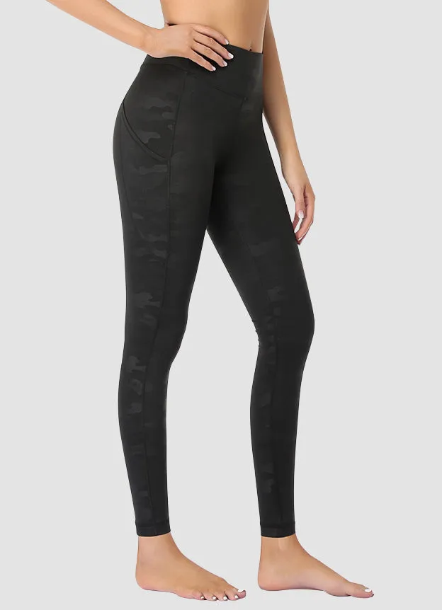 Newborn High Waist Yoga Leggings Full Length — Black Camo