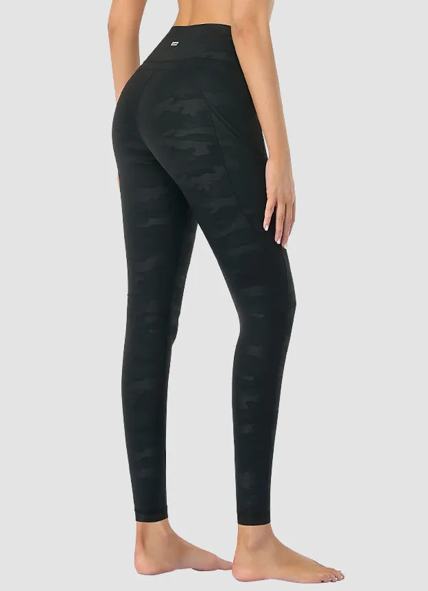 Newborn High Waist Yoga Leggings Full Length — Black Camo