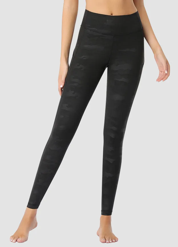 Newborn High Waist Yoga Leggings Full Length — Black Camo