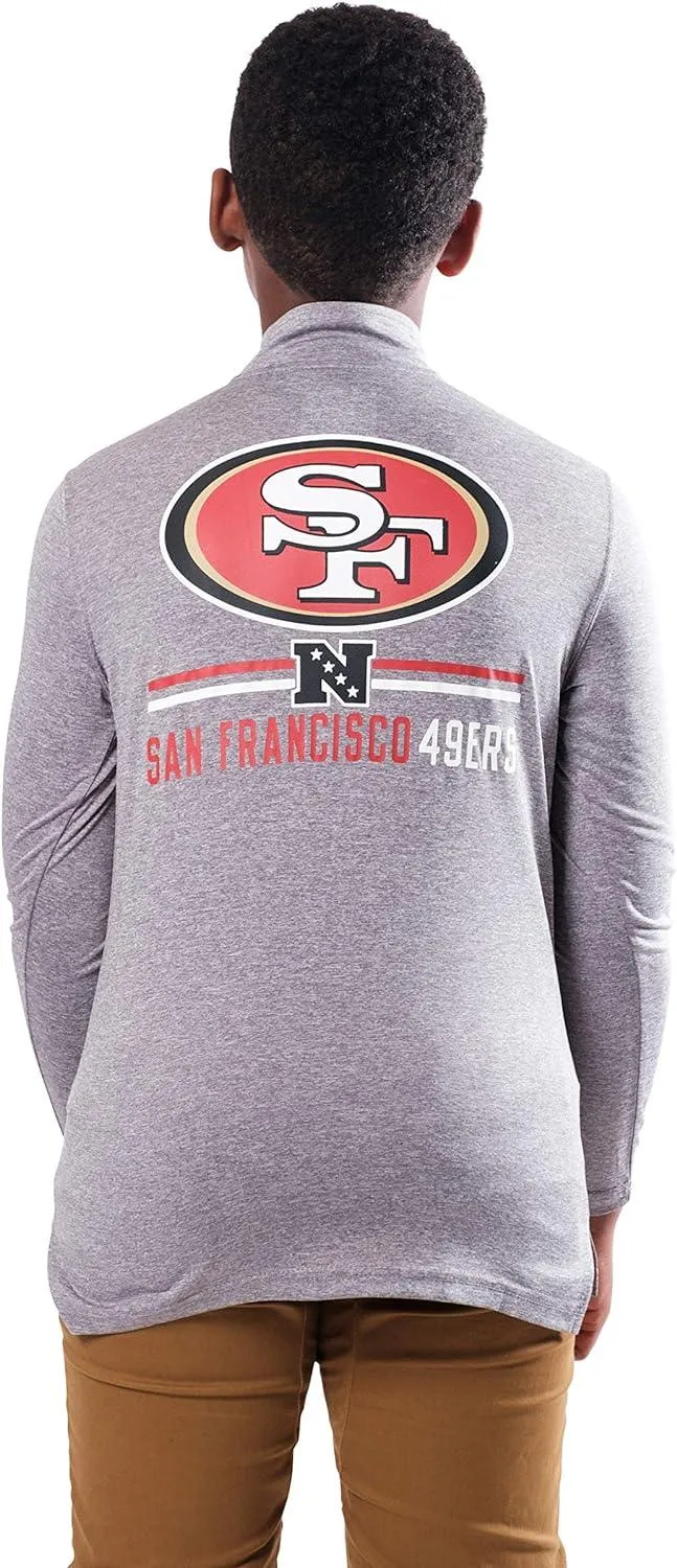 NFL Official Youth Super Soft Quarter Zip Long Sleeve T-Shirt|San Francisco 49ers