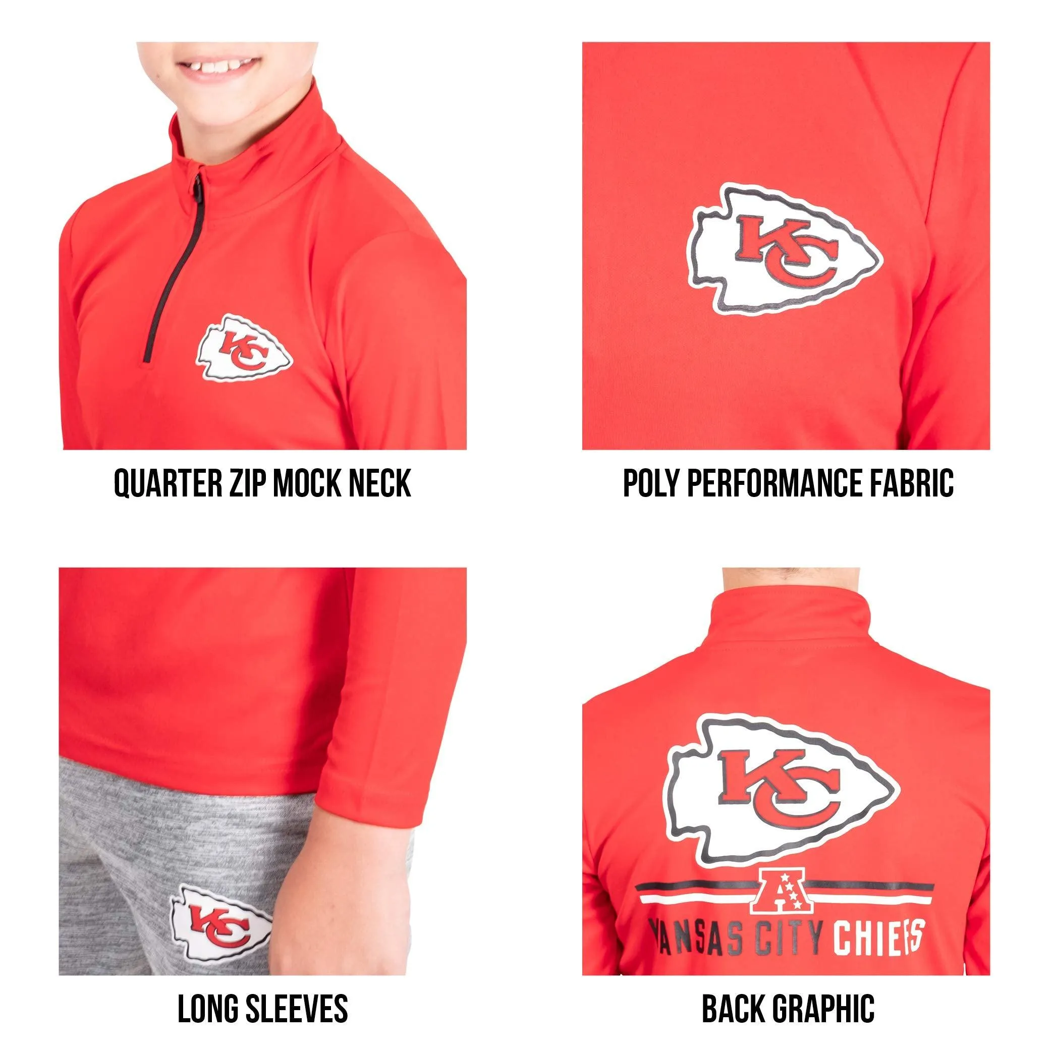 NFL Official Youth Super Soft Quarter Zip Long Sleeve T-Shirt|San Francisco 49ers