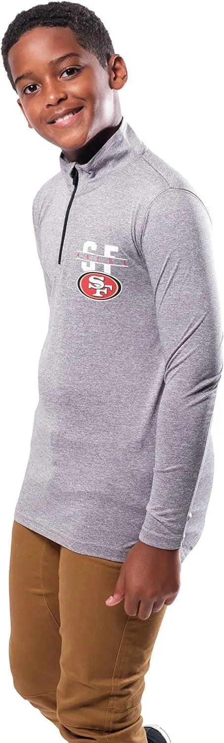 NFL Official Youth Super Soft Quarter Zip Long Sleeve T-Shirt|San Francisco 49ers