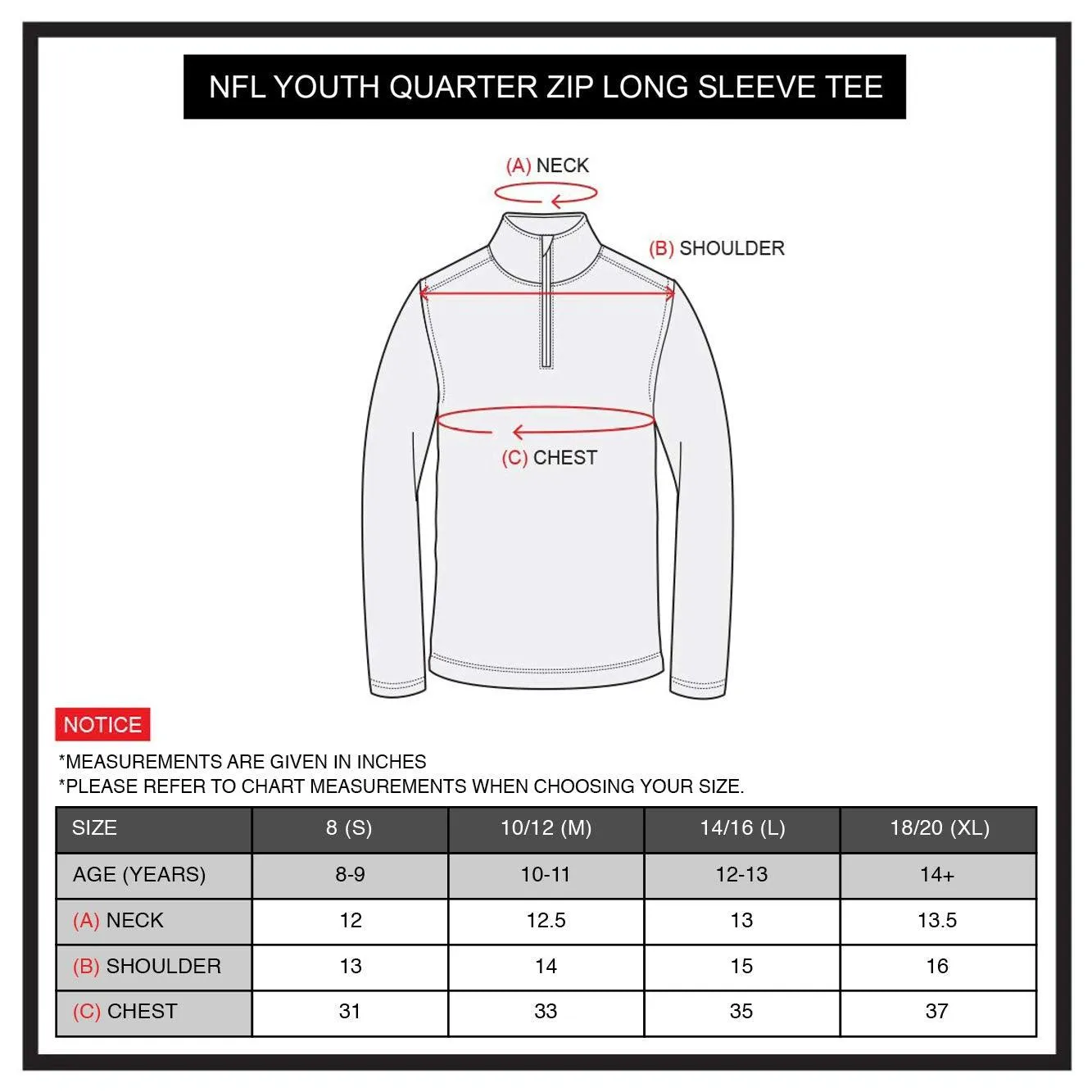 NFL Official Youth Super Soft Quarter Zip Long Sleeve T-Shirt|San Francisco 49ers