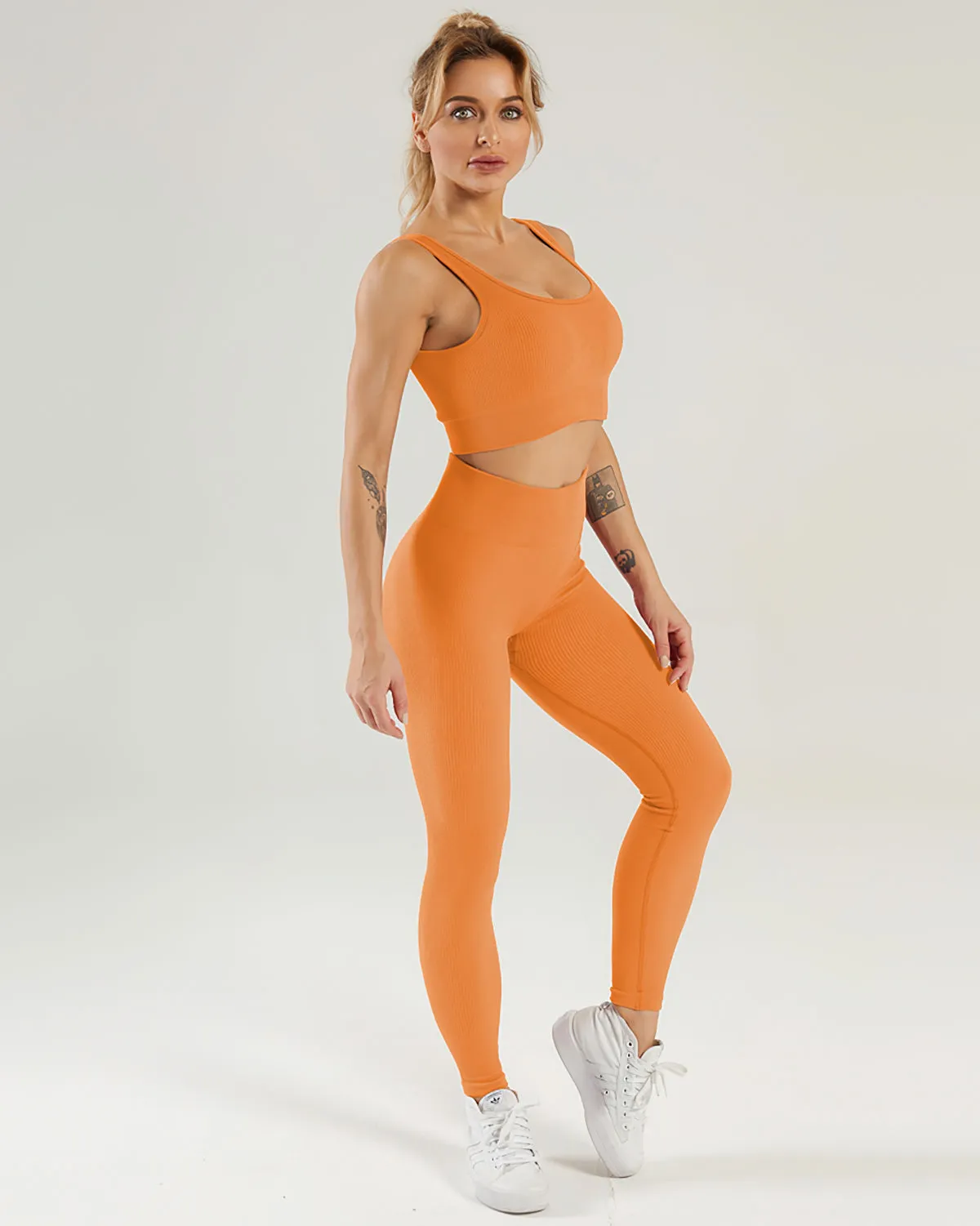 Nieve Ribbed Seamless Leggings - Jaffa