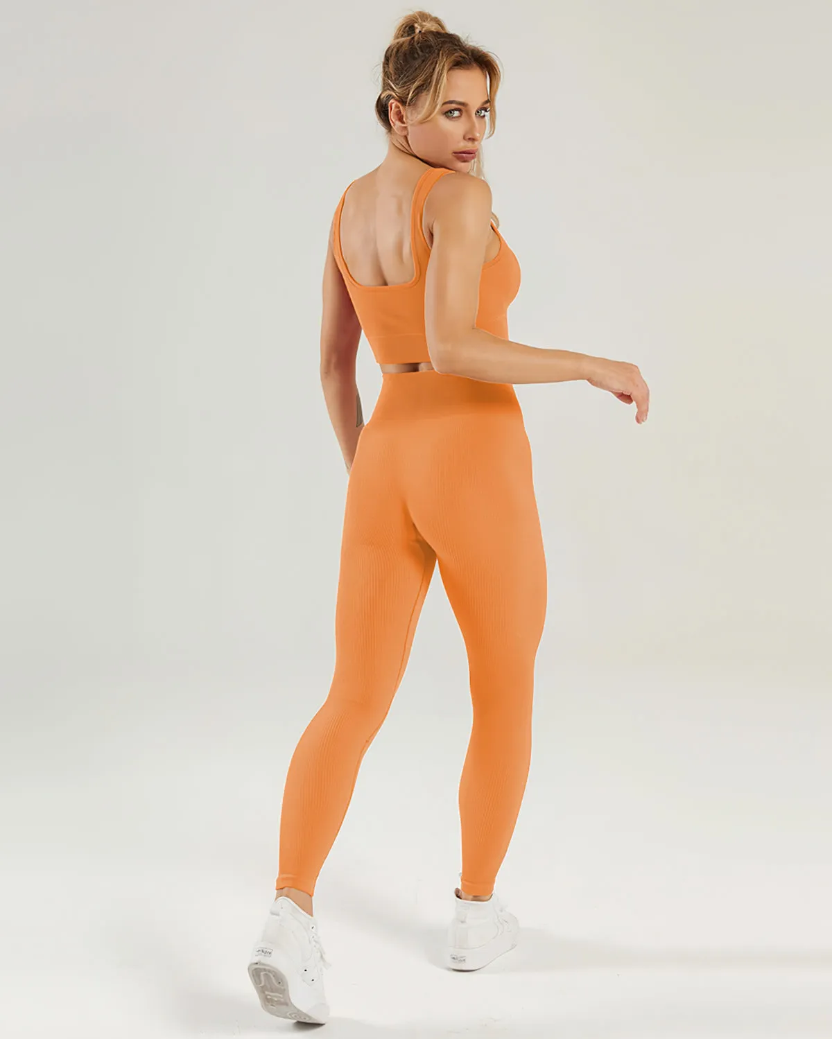 Nieve Ribbed Seamless Leggings - Jaffa