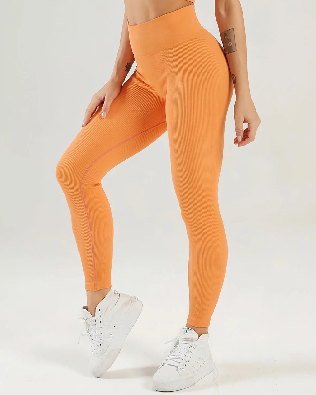 Nieve Ribbed Seamless Leggings - Jaffa