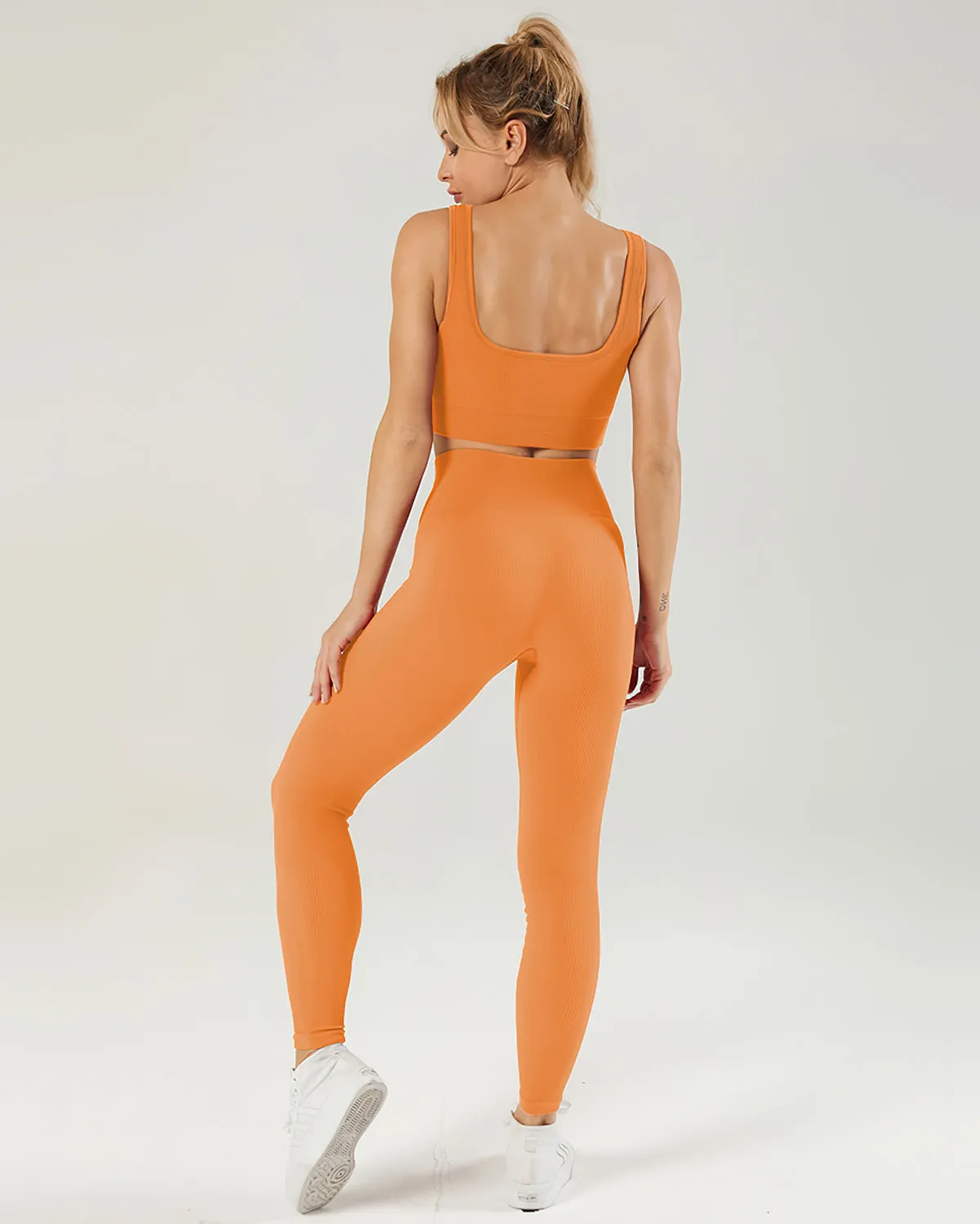 Nieve Ribbed Seamless Leggings - Jaffa