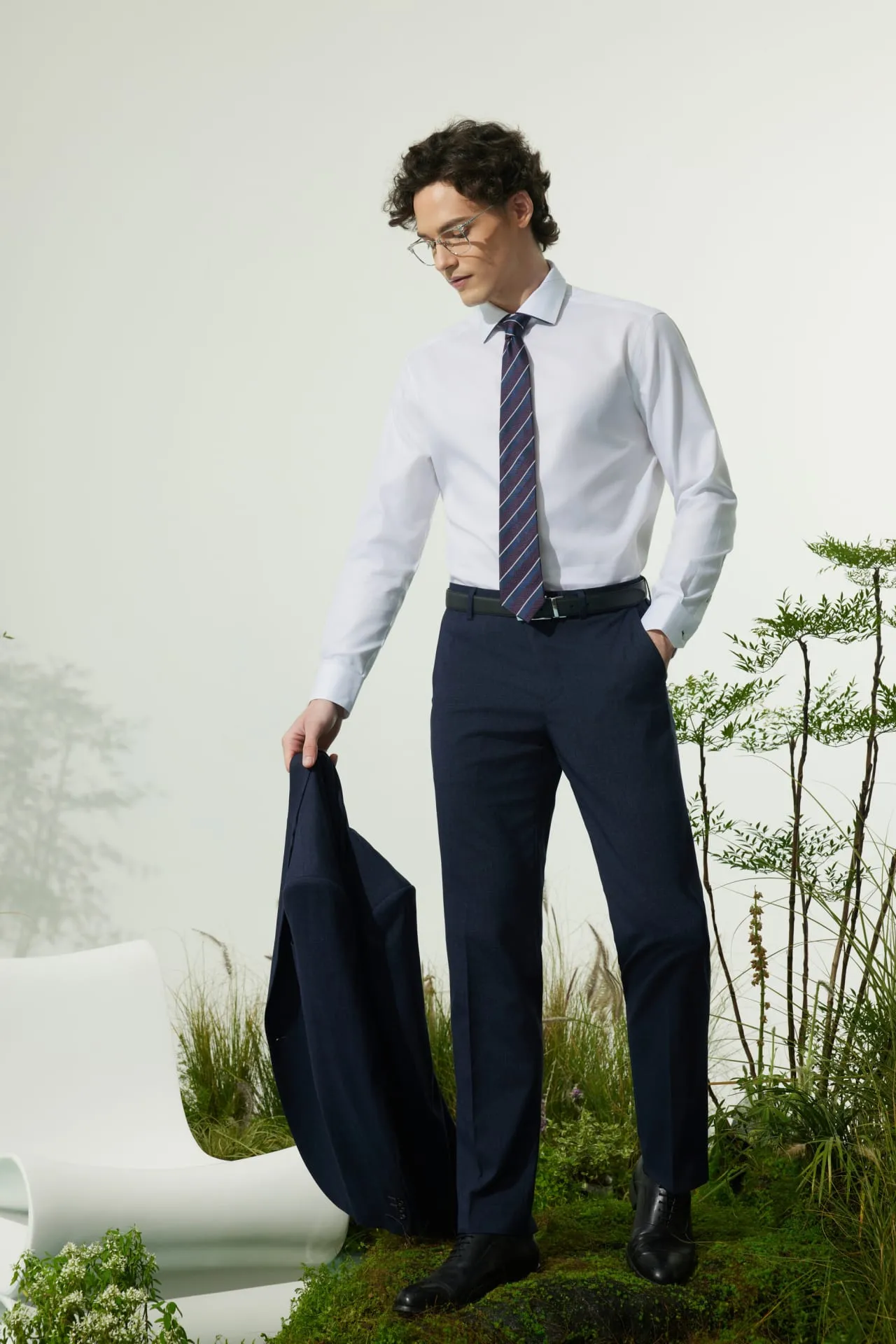 Non-Iron Premium Cotton Smart Fit Dobby Twill Shirt with Design Detail
