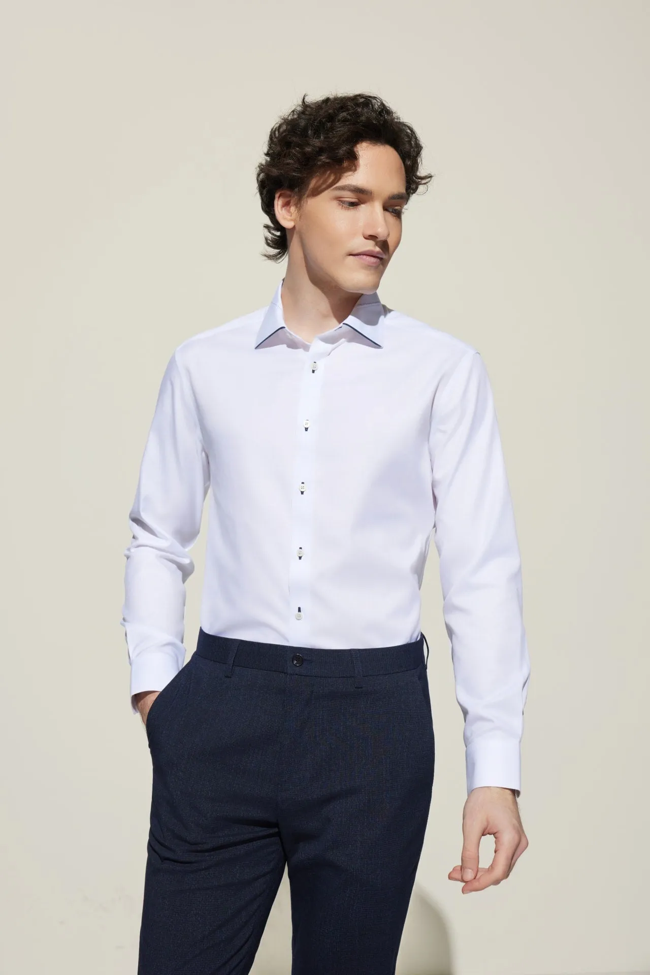 Non-Iron Premium Cotton Smart Fit Dobby Twill Shirt with Design Detail
