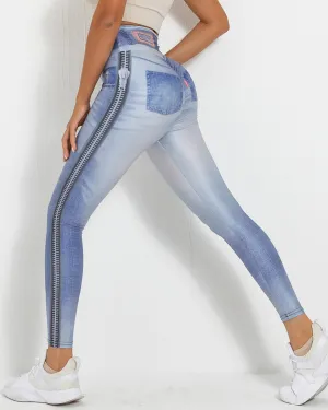 Normani Faux Denim Scrunch Leggings - Hot Pants