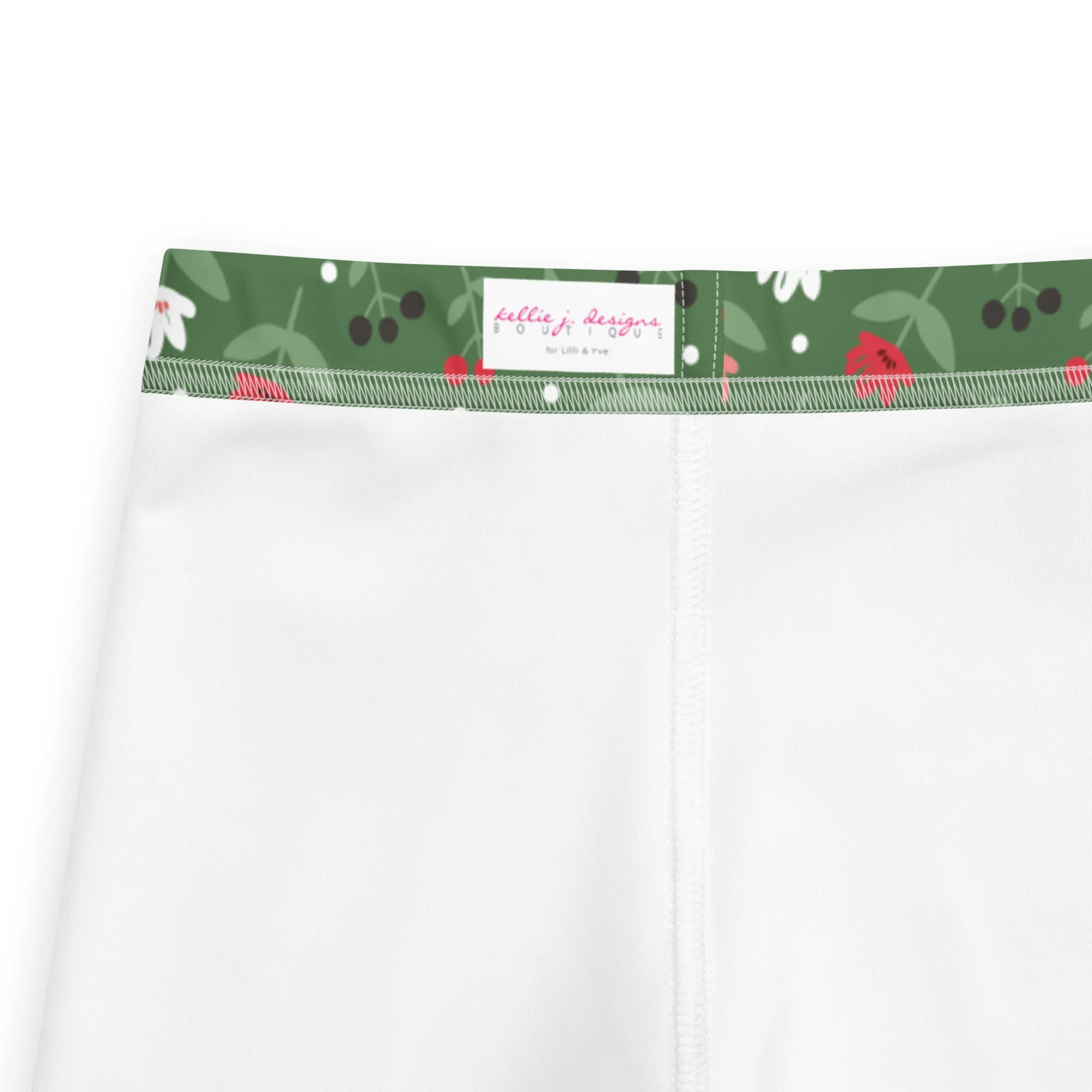 Olive Green & Pink Floral Kid's Leggings (2T-7)