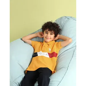 Orange Regular Fit Printed Polo T-Shirt