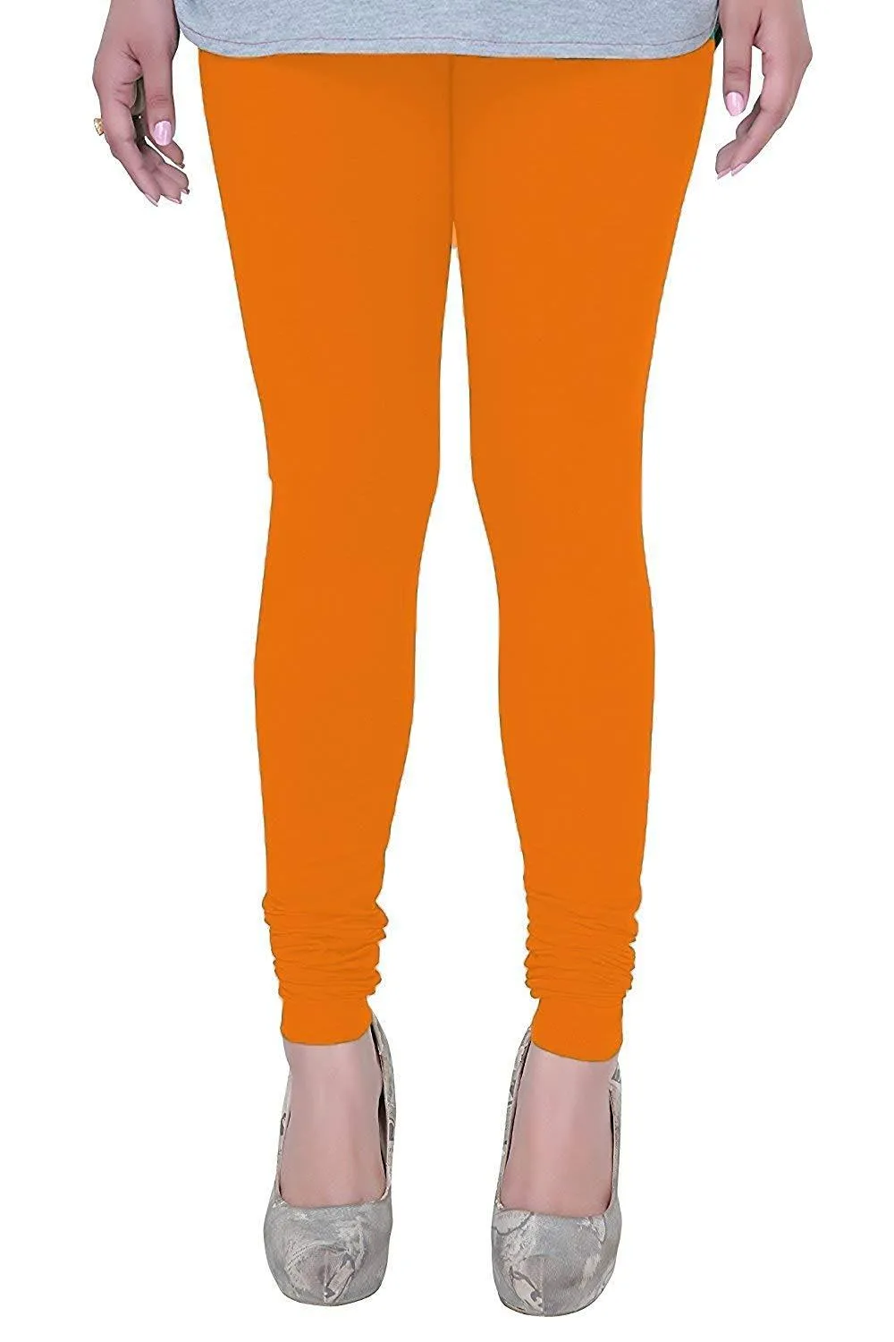Orange Soft Cotton  Color Legging - BK00008MCLGQ