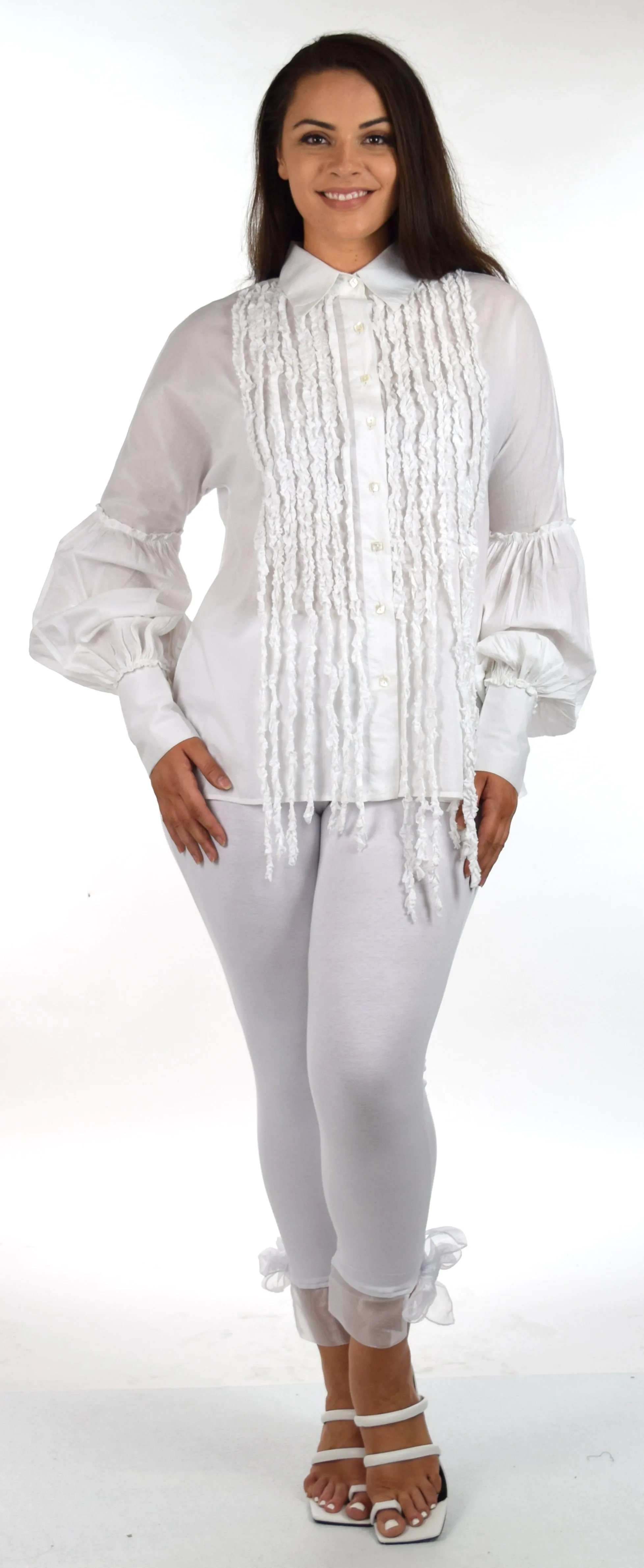 Organic Cotton Frill shirt, White Cotton Women Blouse, Plus size Blouse, Designer Cotton Blouse,  High end  White Cotton Blouse, Women Cotton blouse