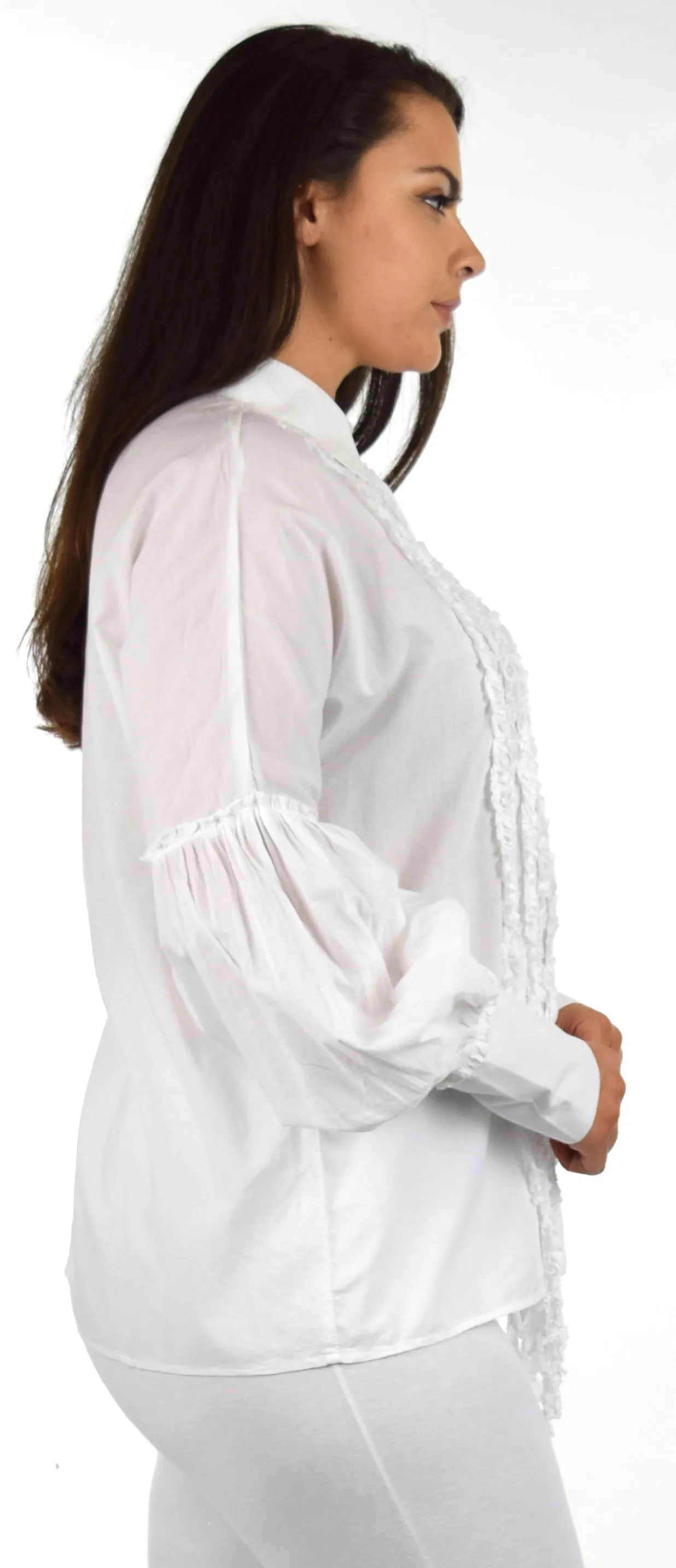 Organic Cotton Frill shirt, White Cotton Women Blouse, Plus size Blouse, Designer Cotton Blouse,  High end  White Cotton Blouse, Women Cotton blouse