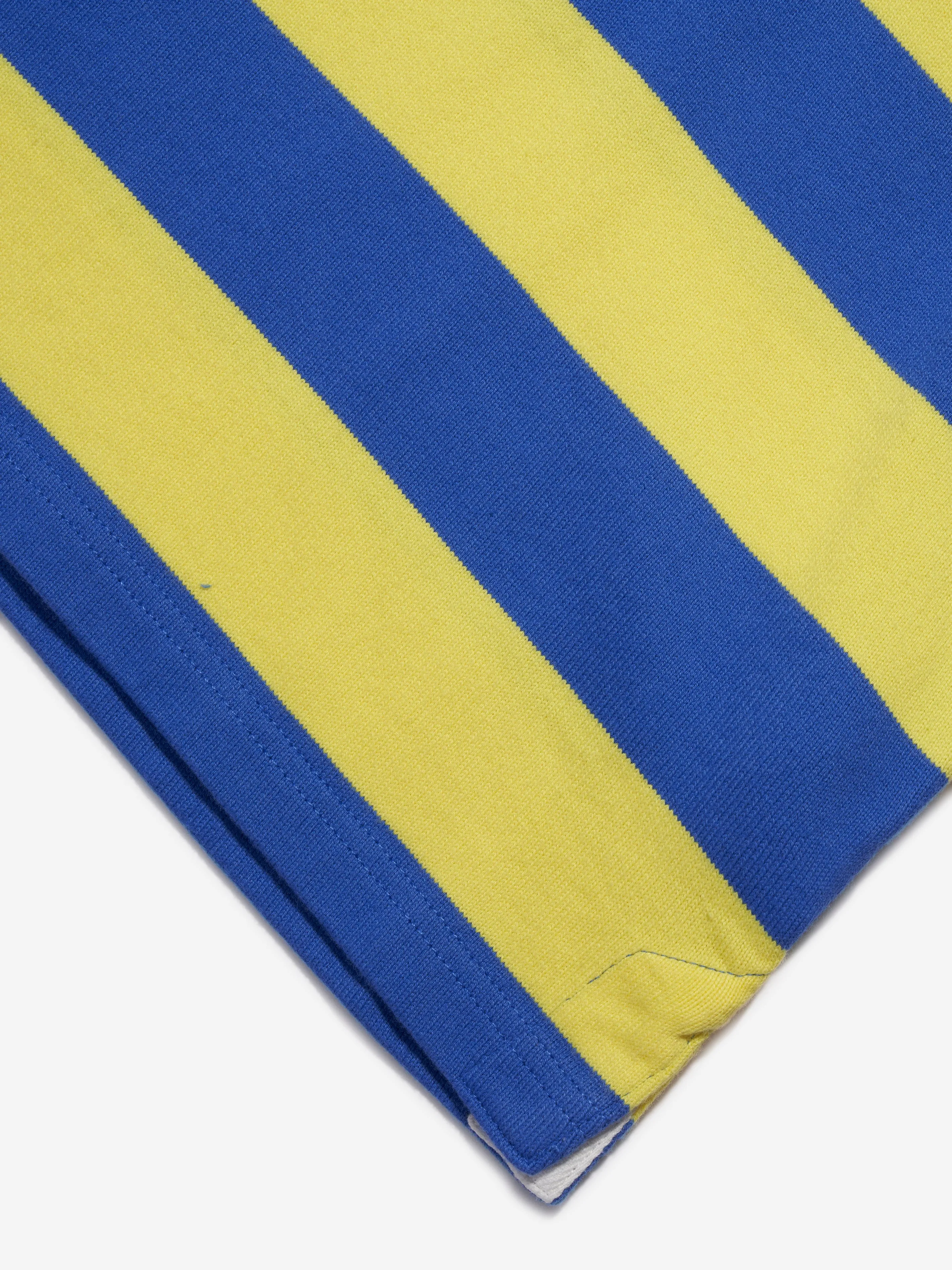 Palm Angels Boys Stripes Overlogo Polo Shirt in Blue