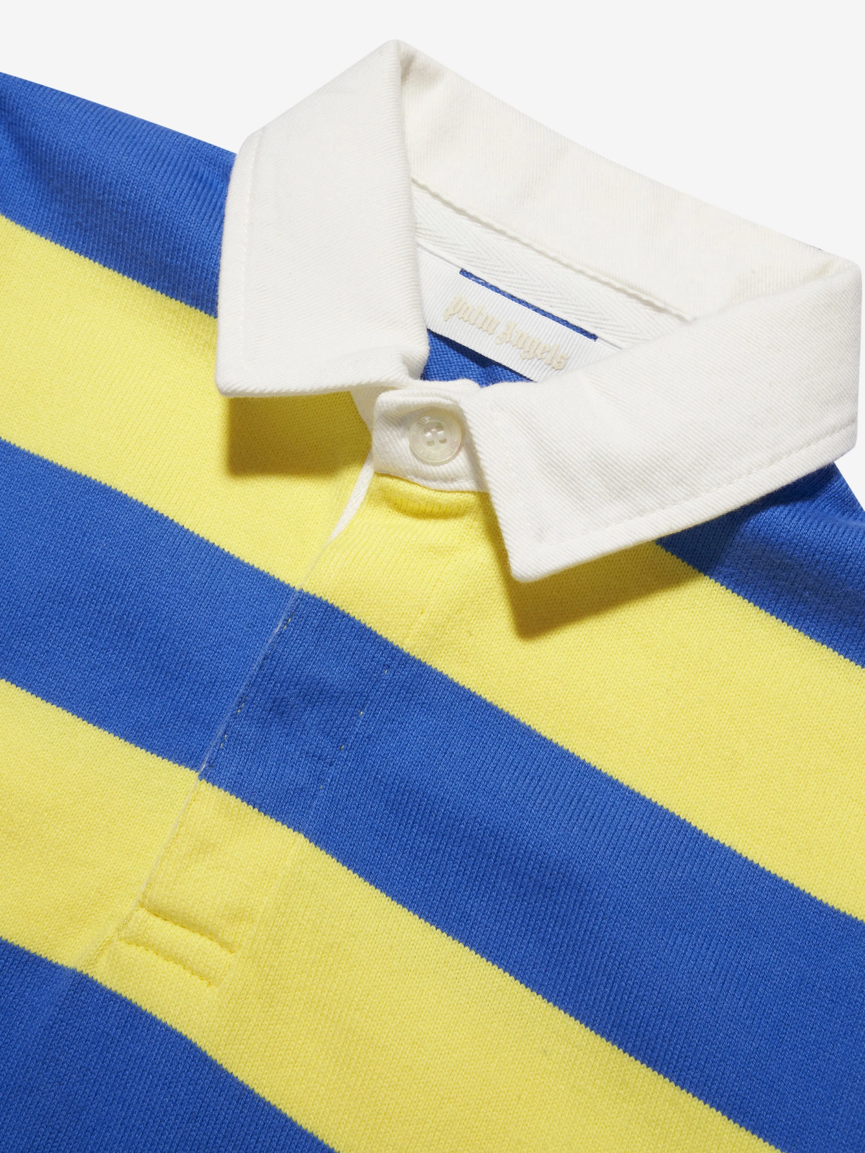 Palm Angels Boys Stripes Overlogo Polo Shirt in Blue