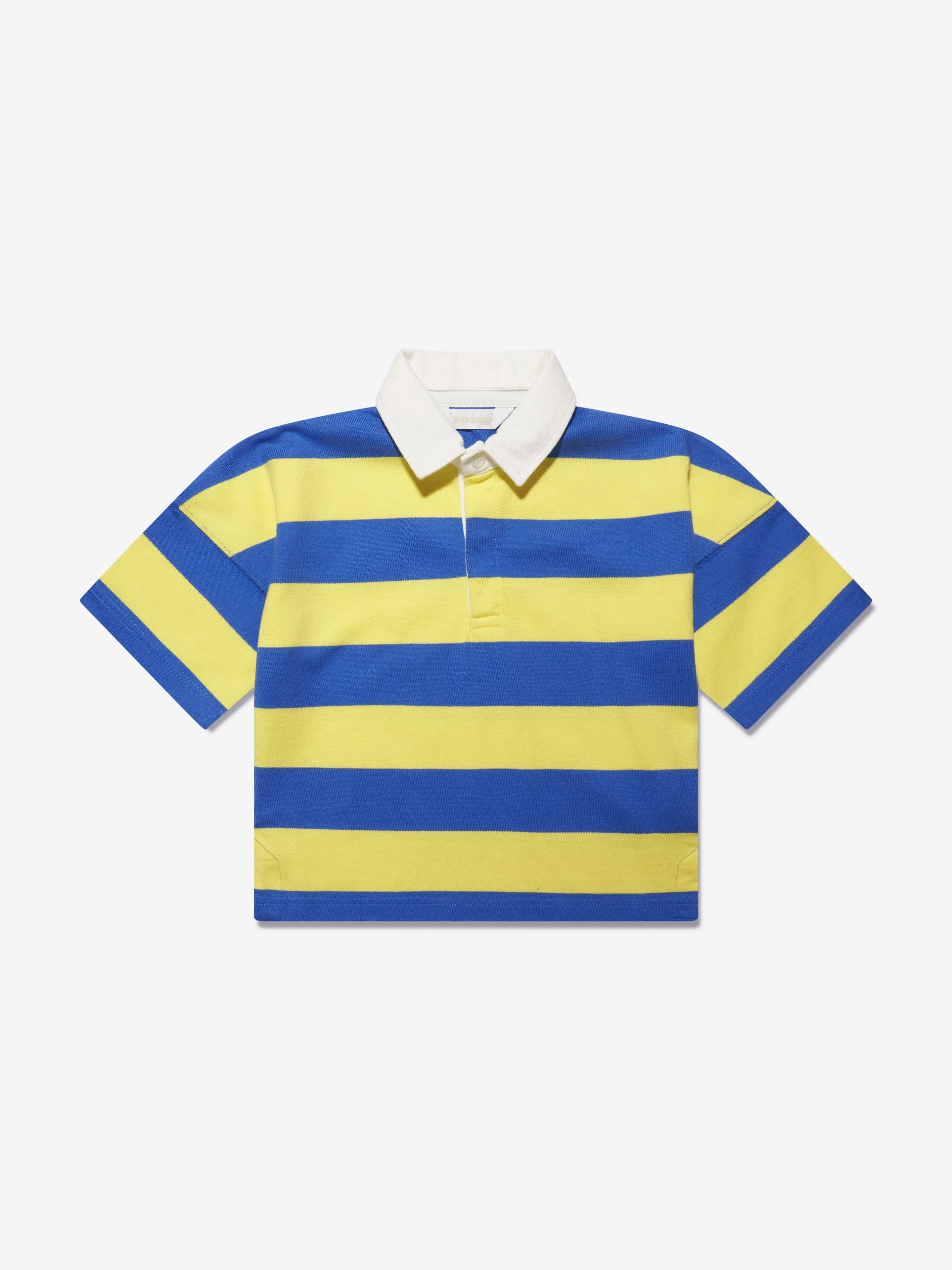 Palm Angels Boys Stripes Overlogo Polo Shirt in Blue