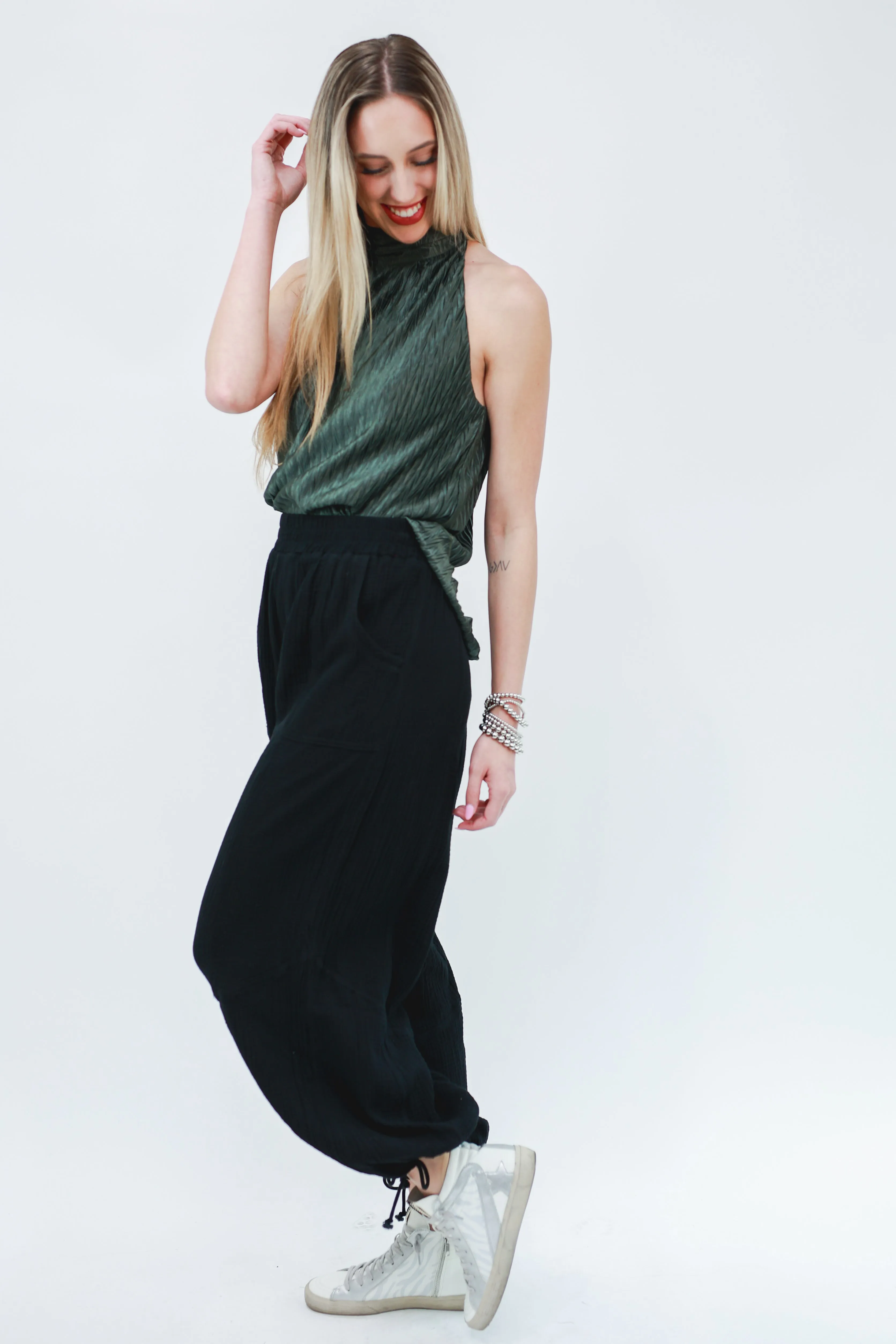 Park Stroll Gauze Jogger Pant In Black