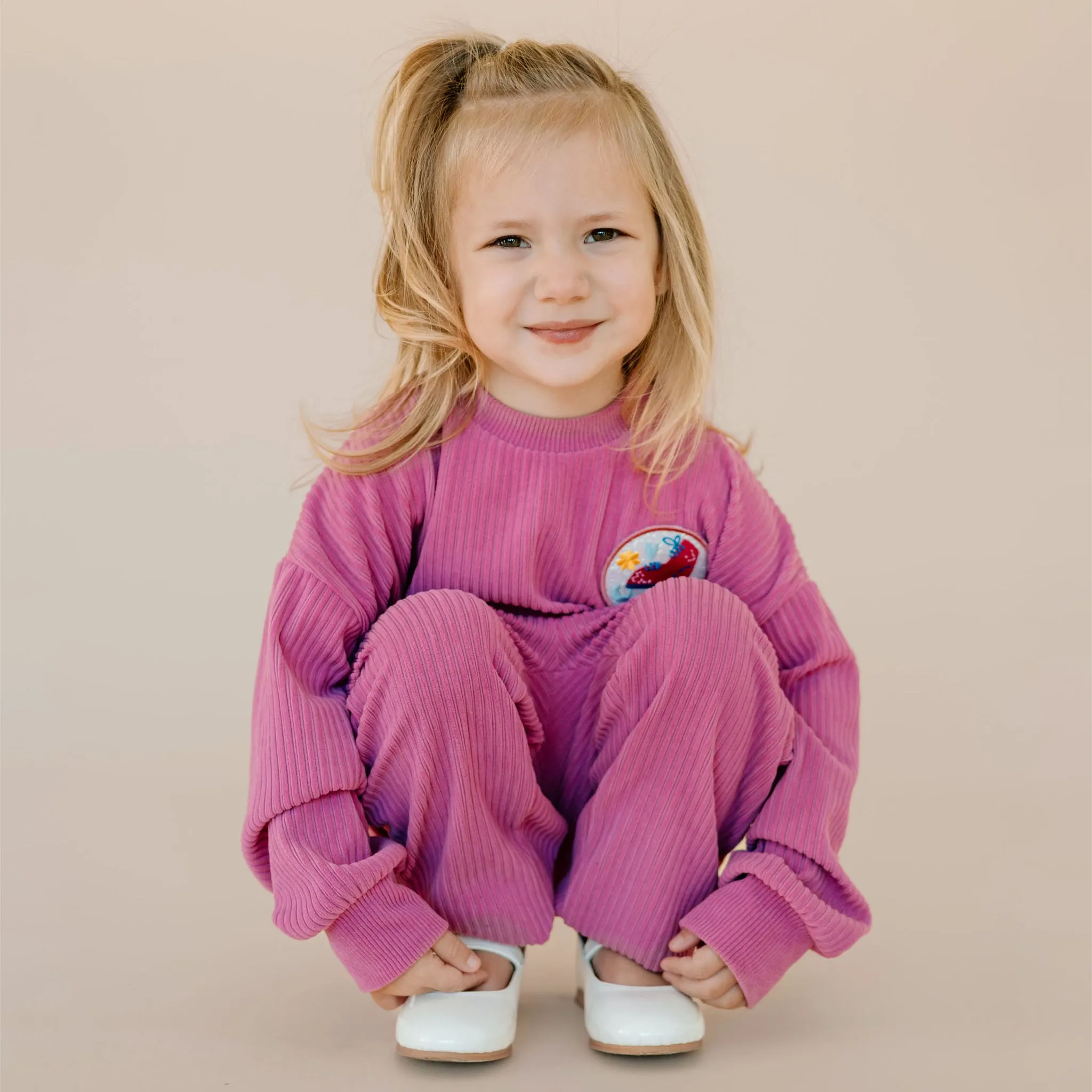 Patched Sweatshirt Set