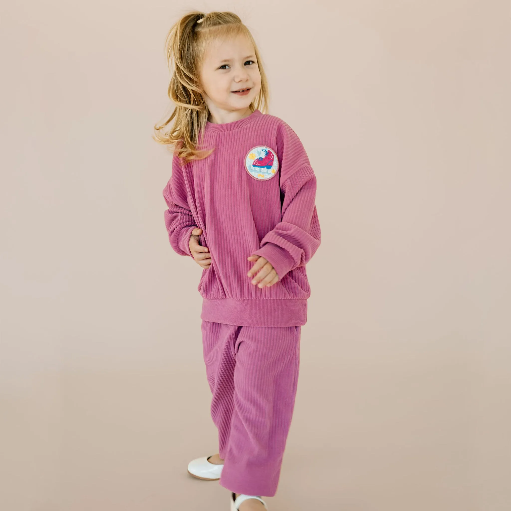 Patched Sweatshirt Set