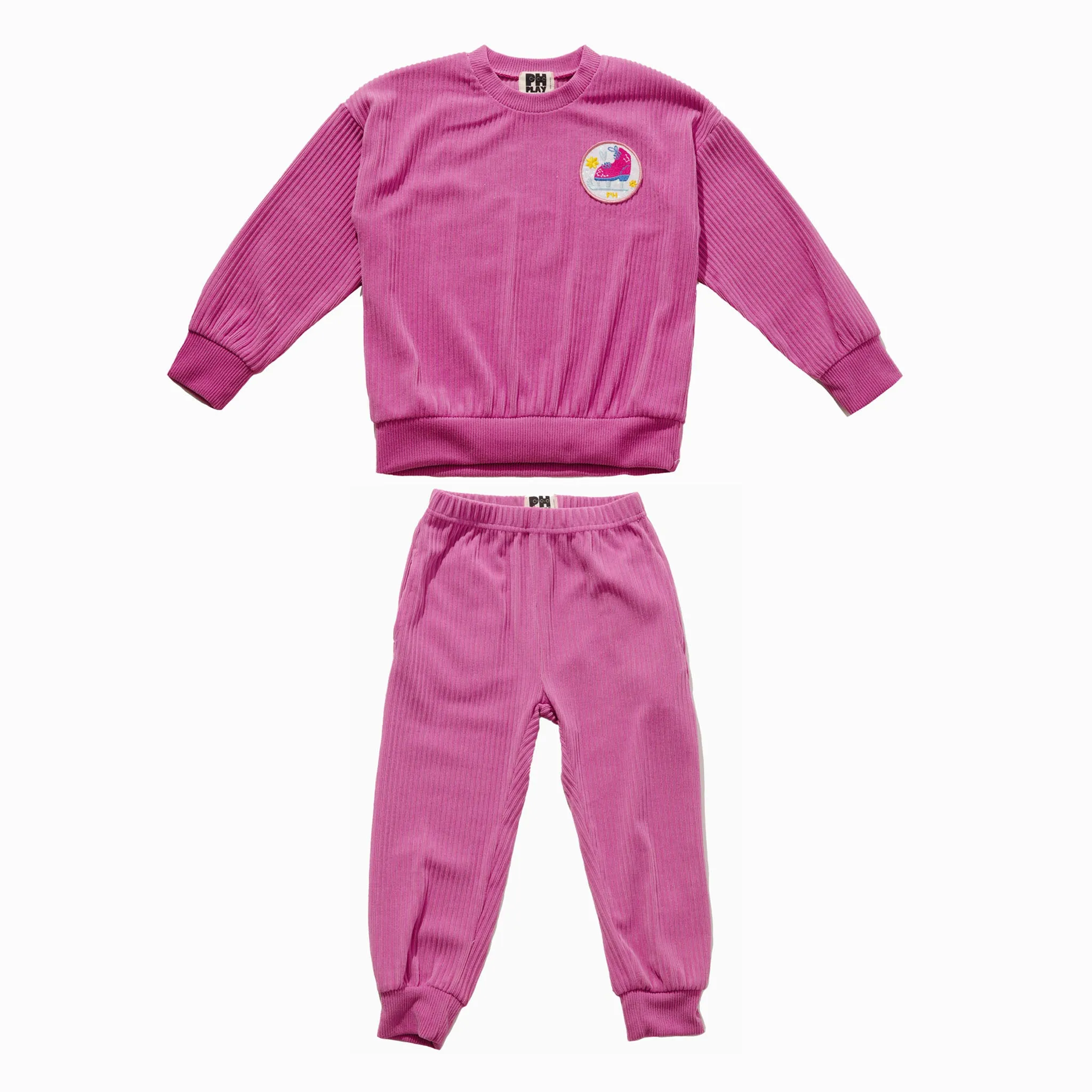 Patched Sweatshirt Set