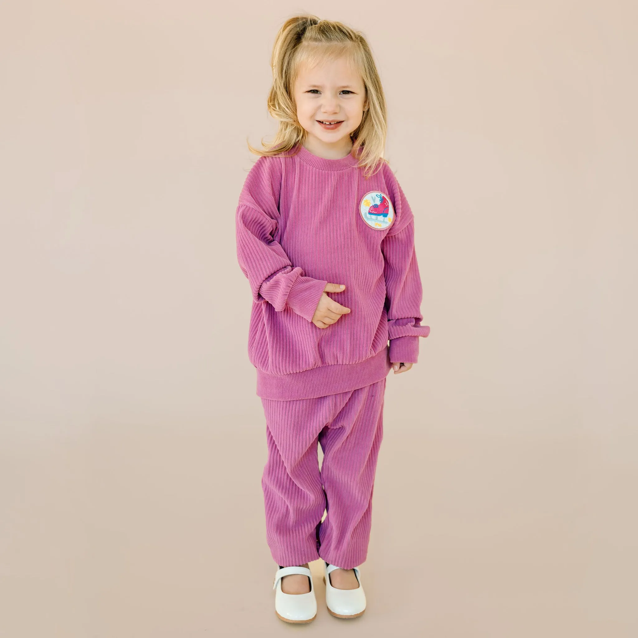 Patched Sweatshirt Set