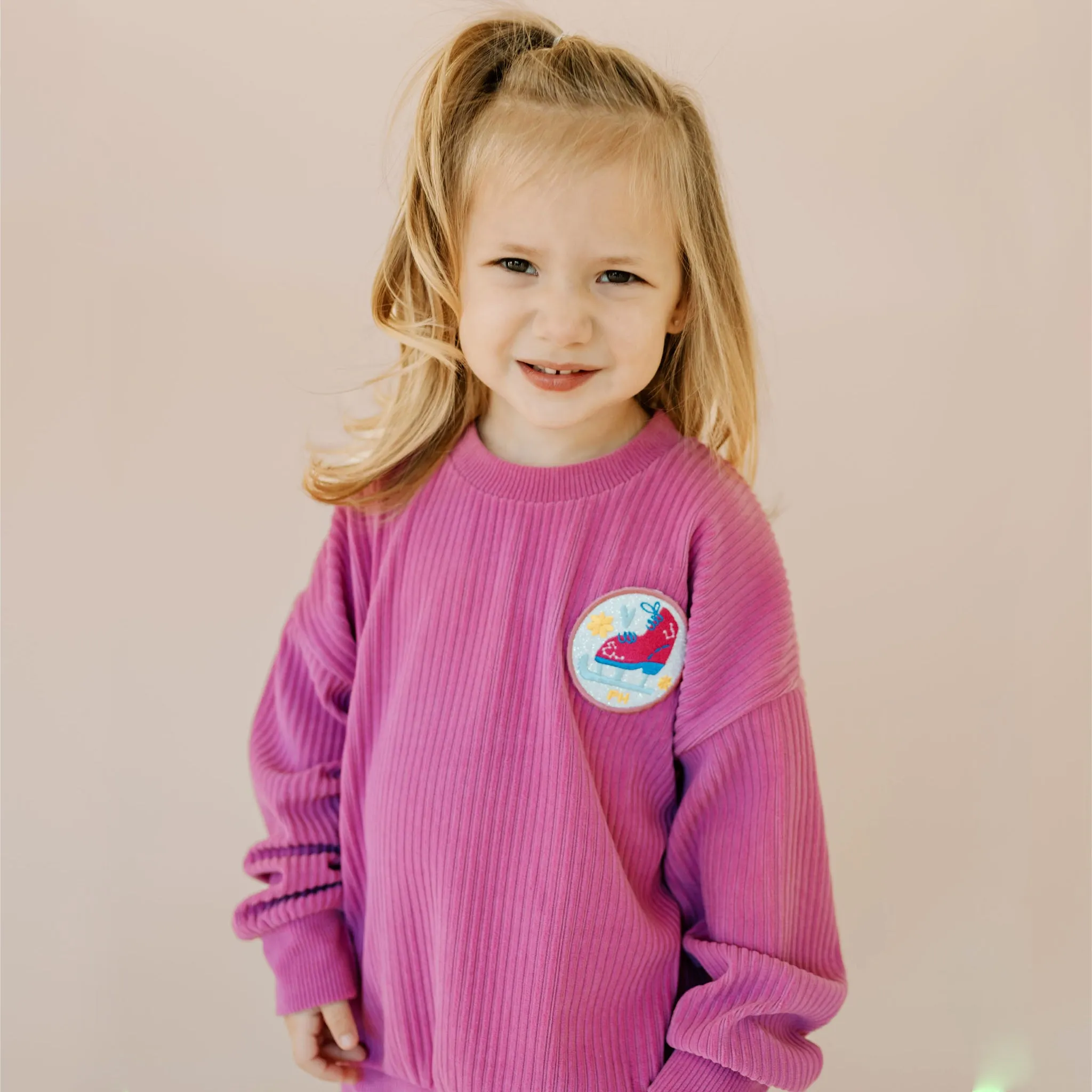 Patched Sweatshirt Set