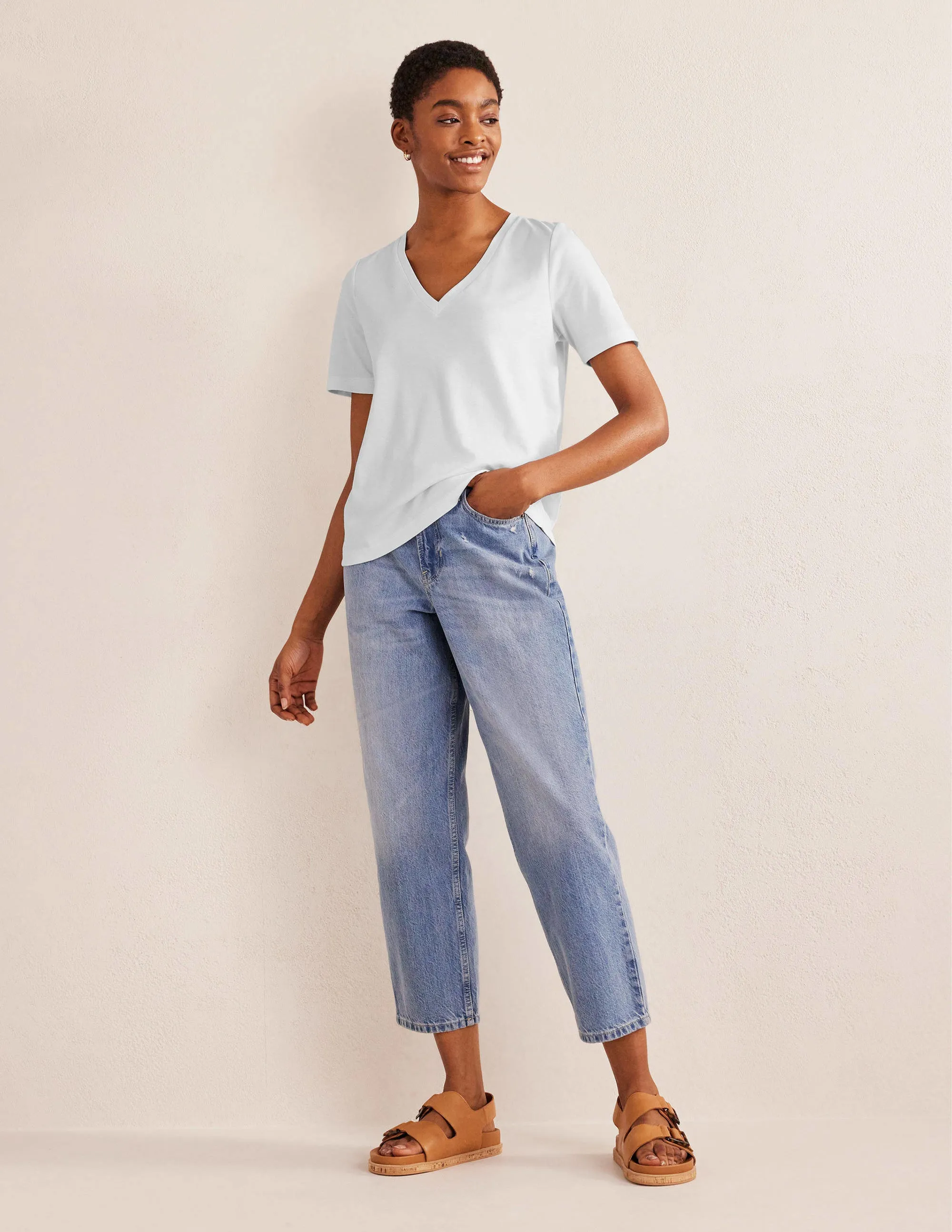 Perfect V-Neck T-Shirt-White