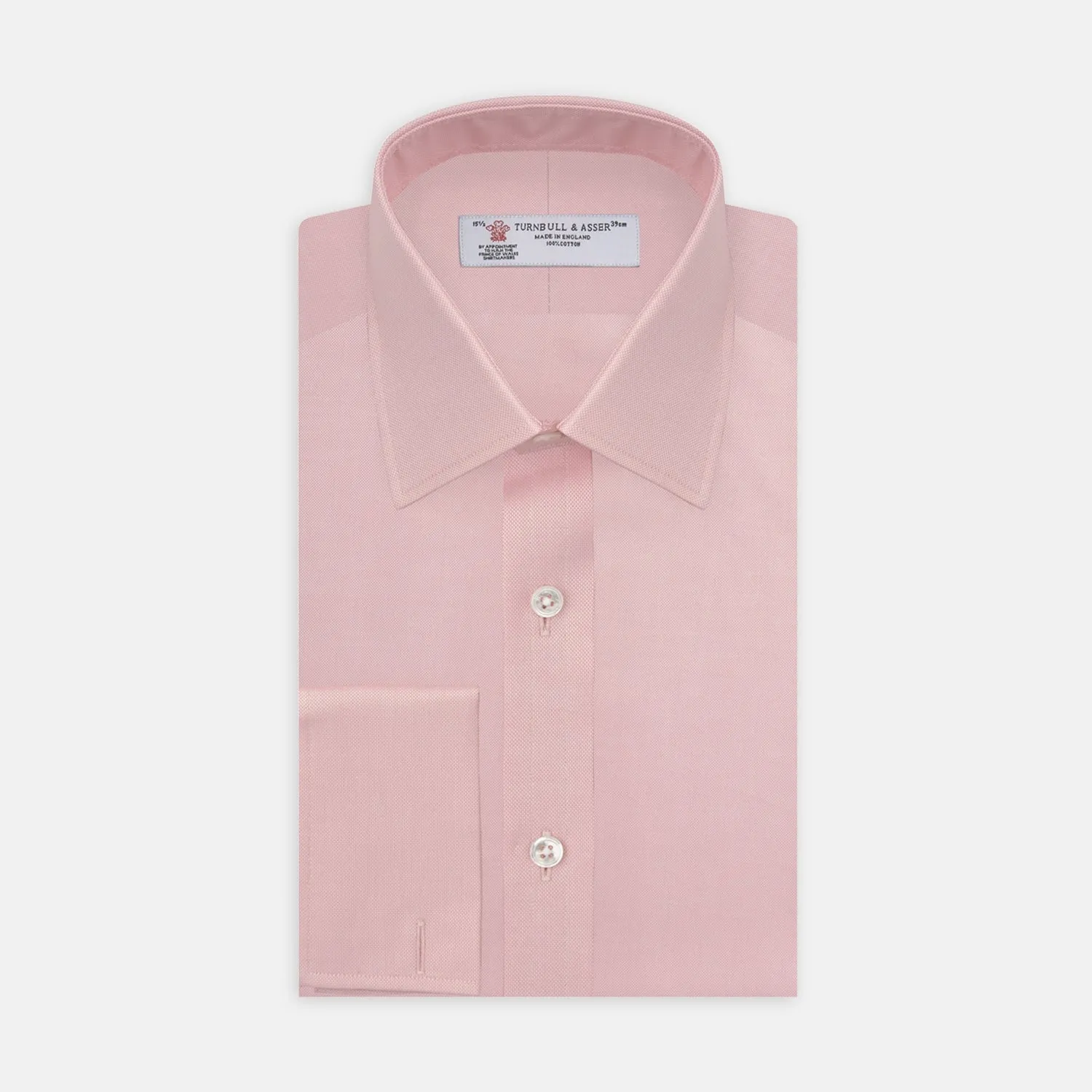 Pink Superfine Oxford Cotton Shirt with T&A Collar and Double Cuffs