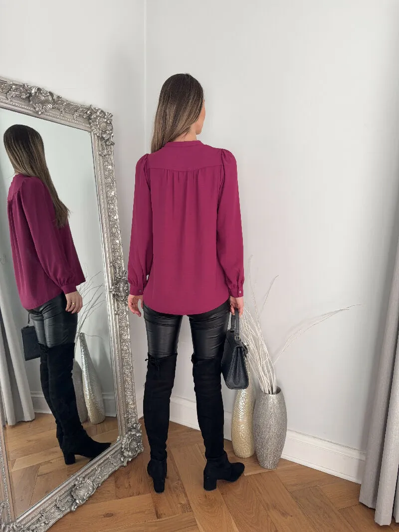 Plum Elegant Shirt Blouse