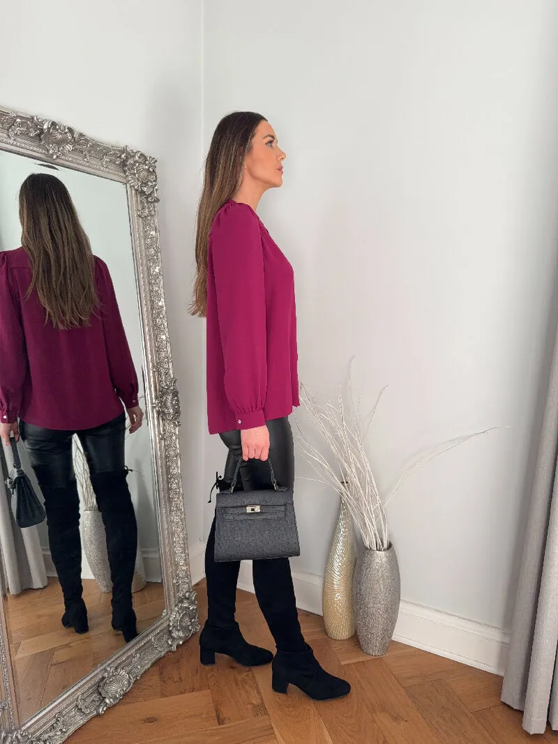 Plum Elegant Shirt Blouse