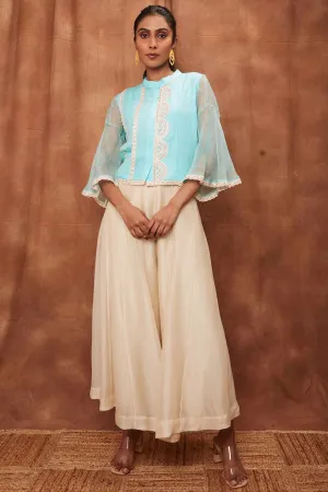Powder Blue Silk Short Top & Pants