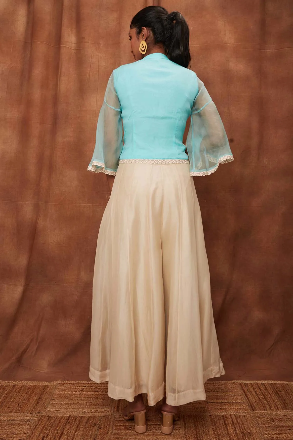 Powder Blue Silk Short Top & Pants