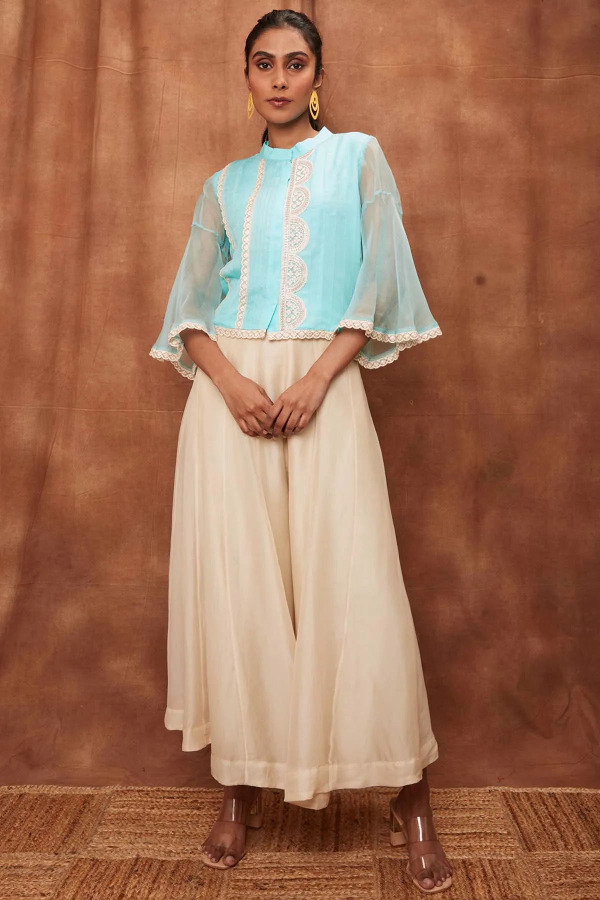 Powder Blue Silk Short Top & Pants
